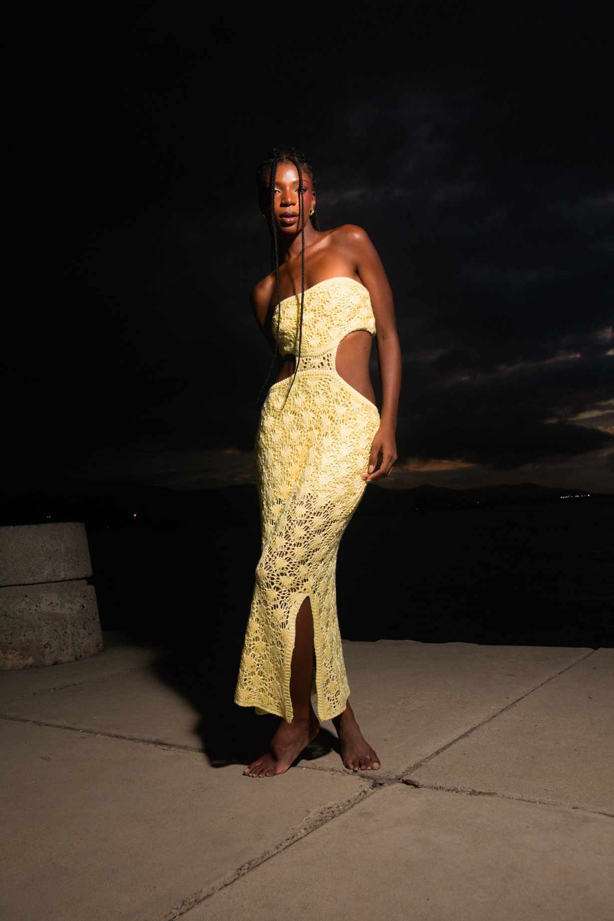 VESTIDO TEJIDO AMARILLO