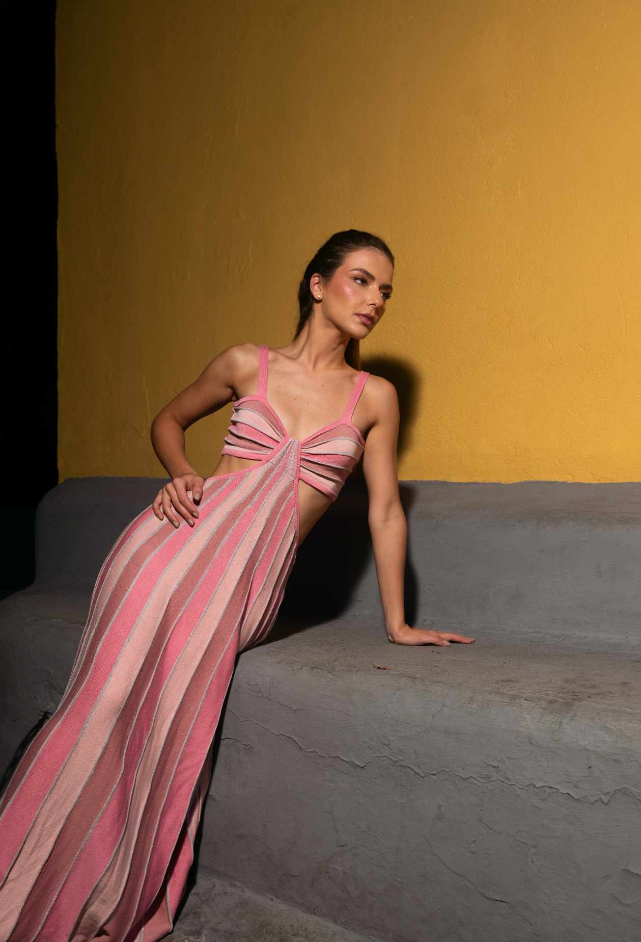 VESTIDO RAYAS ROSADAS
